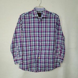 Tattersall London Shirt Men 16.5x32-33 Long Sleeve Button-Up Spread Collar *Flaw